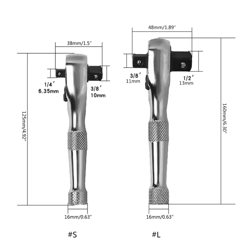 1/4 Inch Ratchet, Double Ended Ratchet Mini Ratchet Wrench, Socket Wrench, 72 Tooth Quick Release Dropship