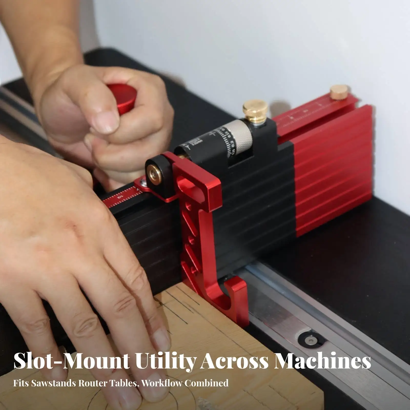 Multi-position Woodworking Angle Gauge with Knurled Locking Knobs for Manual Circular Saw Jig