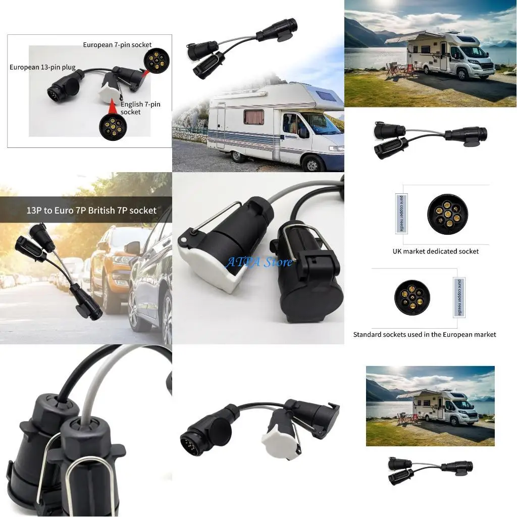 

U13C 13 Pin to 7 Pin Towing Adaptor Trailer Caravans Truck Towbar Car Plug Adapter 12V Waterproof Electric Socket Converter