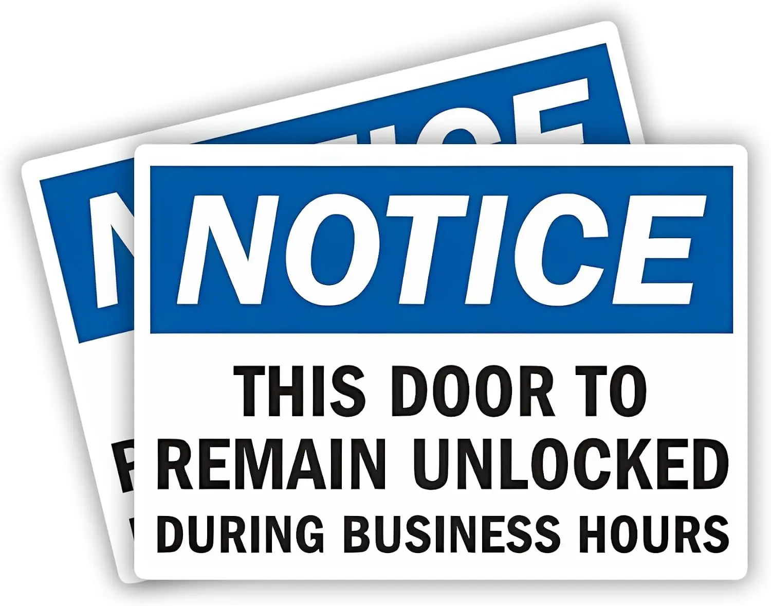2 Pack Notice This Door To Remain Unlocked During Business Hours PVC Sticker For Workplace Doors Safety Notice Decal