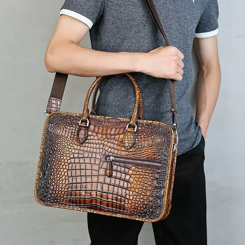 Neue Mode Alligator Herren Aktentasche Krokodil muster Rindsleder Reisetaschen Handtaschen Herren Umhängetasche Messenger Laptop taschen