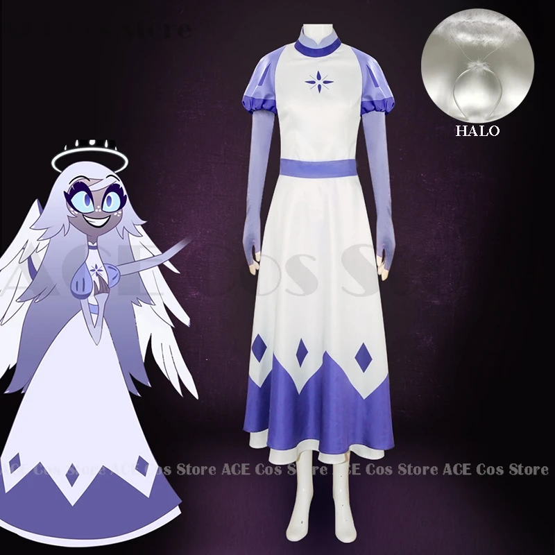 Hazbin Angel Emily Seraphim Cosplay Costume Halo Cosplay Hotel Women Fancy Dress Outfit Halloween Uniform Hasbin Hazubin Suit