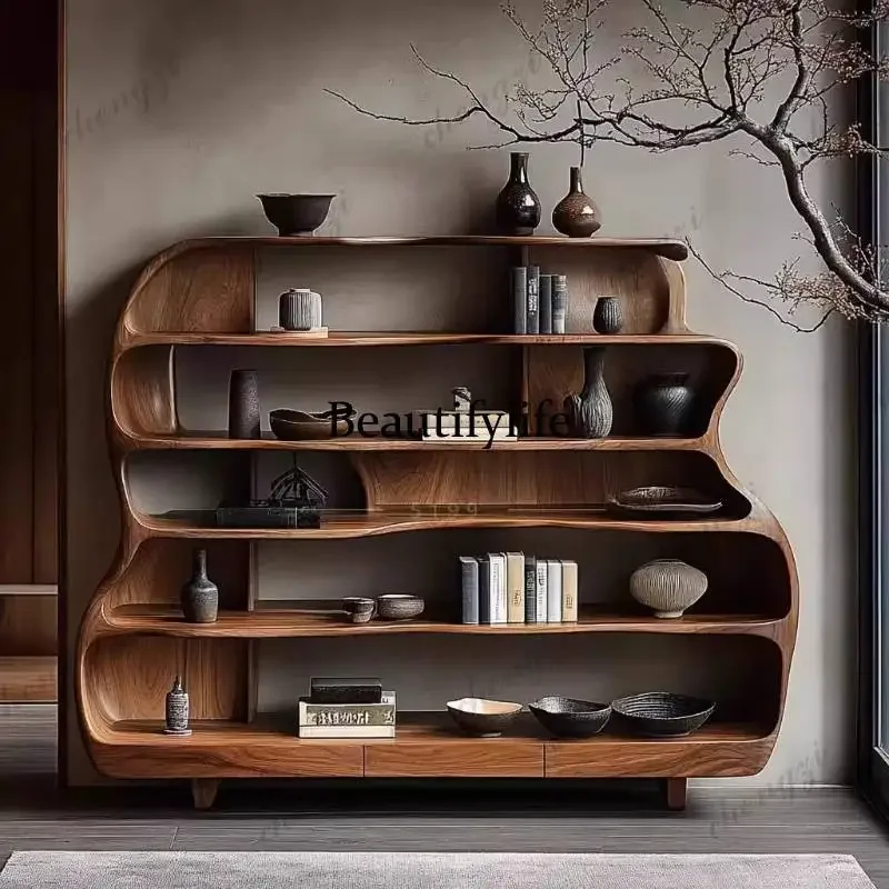 Y136 Y136 Solid wood bogu frame Chinese storage cabinet wabi-sabi tea set display cabinet modern simple Duobao Pavilion ornament