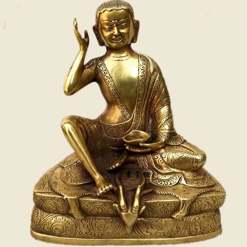 GOOD Tibetan Buddhism Kagyu Milarepa MI LA RI BA Buddhist venerable Effective protection COPPER buddha statue