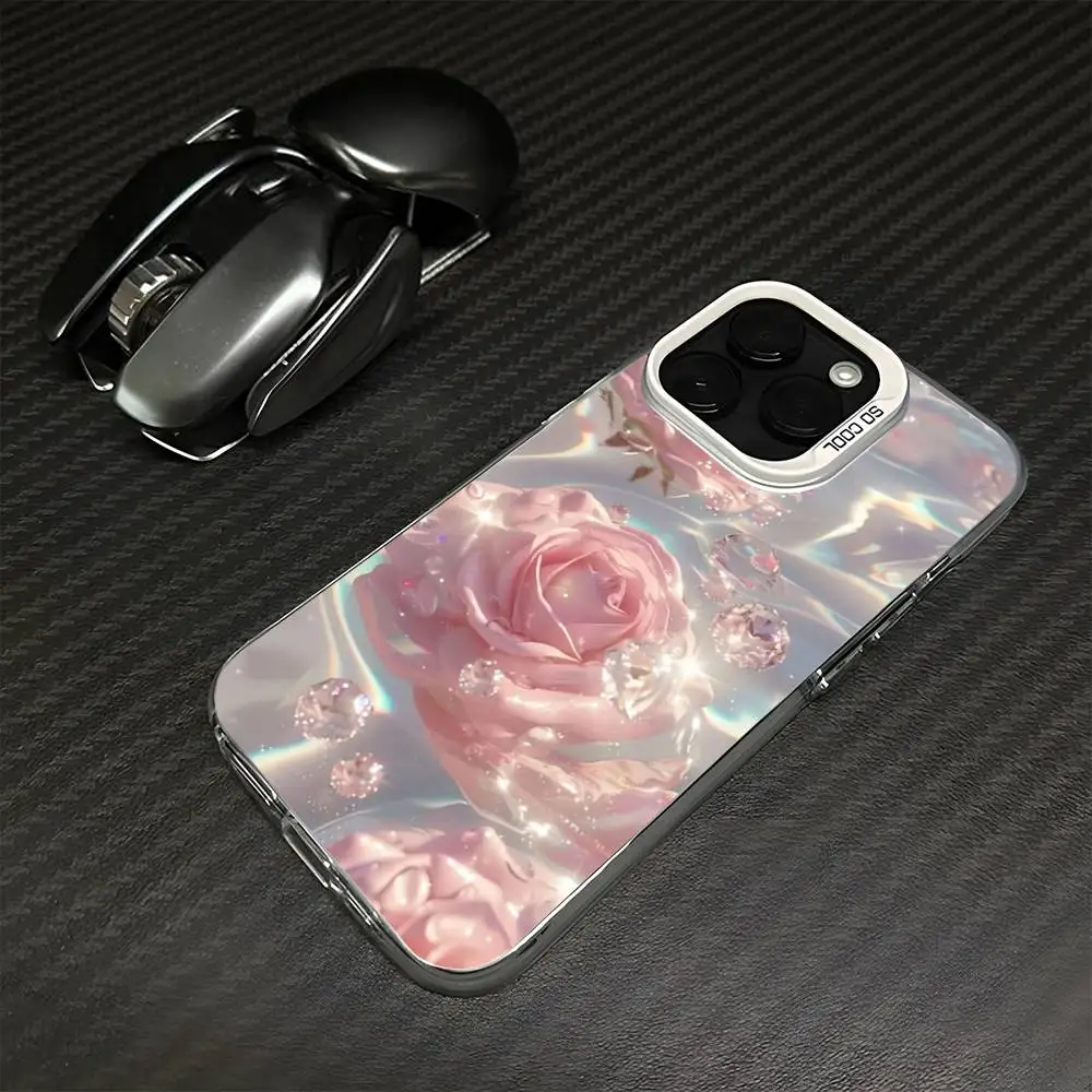Pink Rose In Water Handyhülle für iPhone 16,15,14,13,12,11, Mini, Pro, MAX, weiß, matt, stoßfest