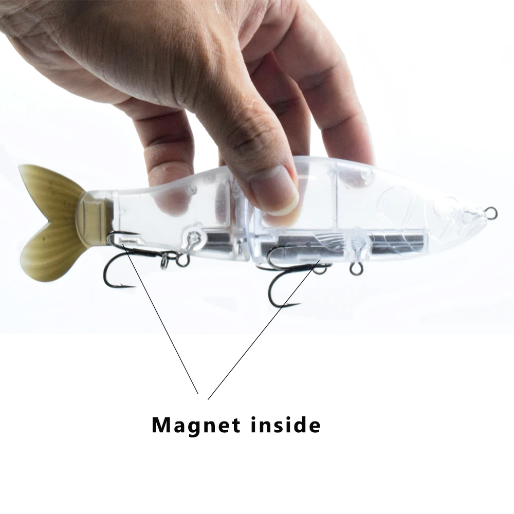 CCLTBA 6.5inch Megnetic Weight Unpainted Glide Lure Fishing Bait Blank Transparent Soft Tail Slide Swimbait  Fishing Tackle