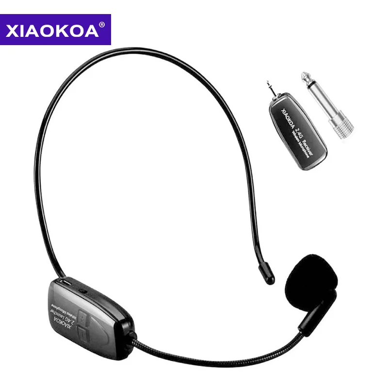 XIAOKOA 2.4G Wireless Microphone Headset Mic For Voice Amplifier Speaker Karaoke Computer Teaching Meeting Yoga Singing