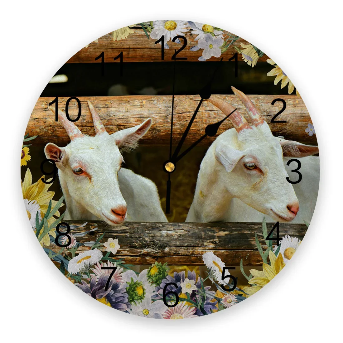 

Sunflower Farm Goat PVC Wall Clock Living Room Decoration Wall Clock Modern Design Home Decore Wall Digital Clock