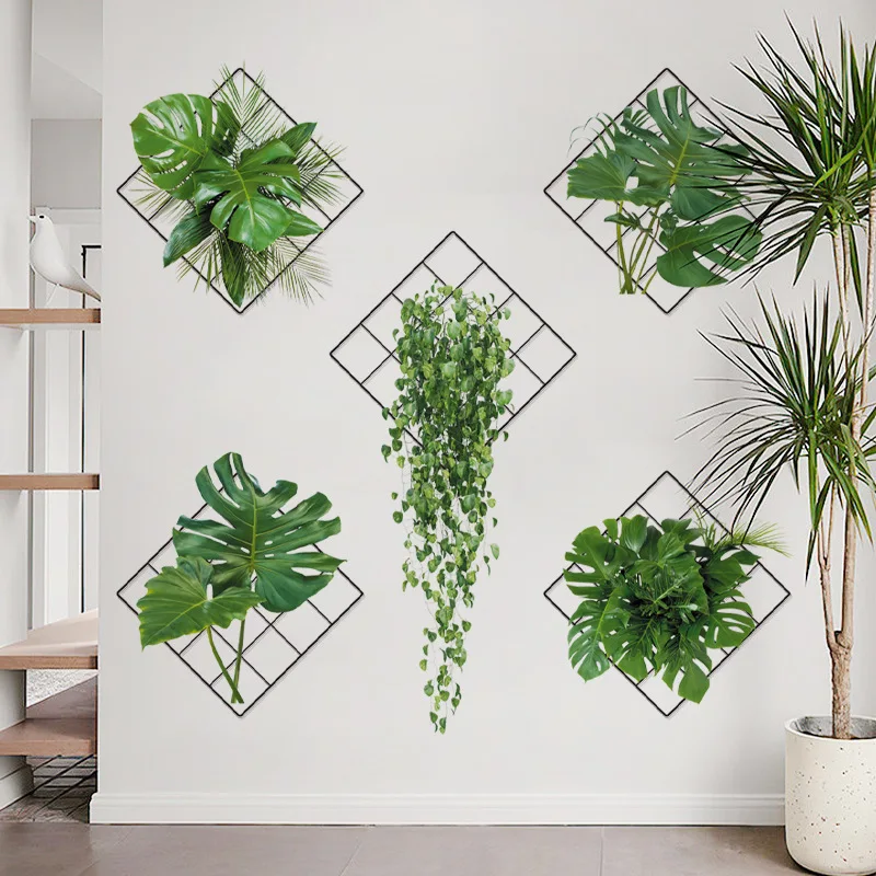 

Minimalist Plant Wall Hanger Stickers with Frame Design for Living Room Creative Home Wall Decals