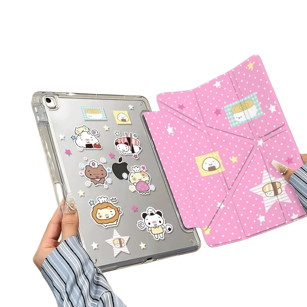 Sushi Animals Pen Slot Tablet Case For Mini7 6 iPad Pro2024 2022 2021 2020 2019 2018 2017 11 10 9 8 7 6 5 Air7 6 5 4 3 2 1 Cover