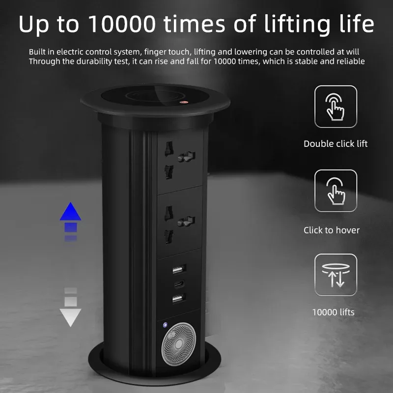 

Automatic Pop Up Socket EU FR UK US Universal Standard Plug Adapter Type-c USB Bluetooth Audio Lift Smart Home Appliance