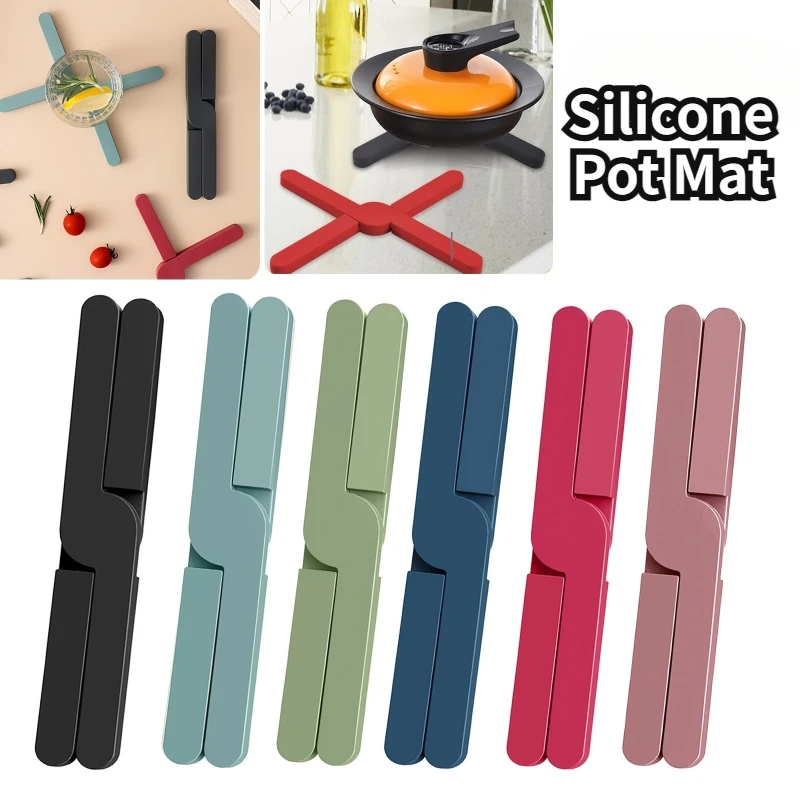 Silicone X Shaped Heat Resistant Pad Creative Coaster Cross Foldable Pot Mat Non-Slip Cup Mat Multi-functional Kitchen Table Pad