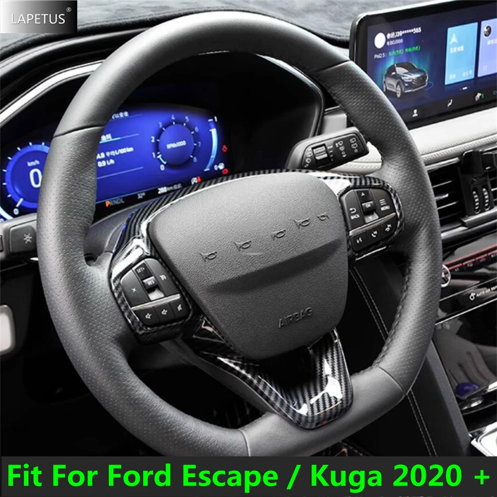

ABS Carbon Fibre Look For Ford Kuga Escape MK3 2020 - 2025 Auto Accessories Steering Wheel Trim Control Button Frame Cover