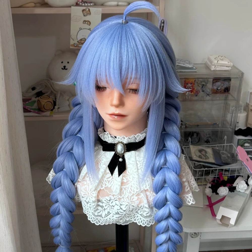 Anime Roxy Migurdia Cosplay Wig Blue Purple Double Braid Heat Resistant Synthetic Fiber Rose Net Halloween Party Cosplay Wig