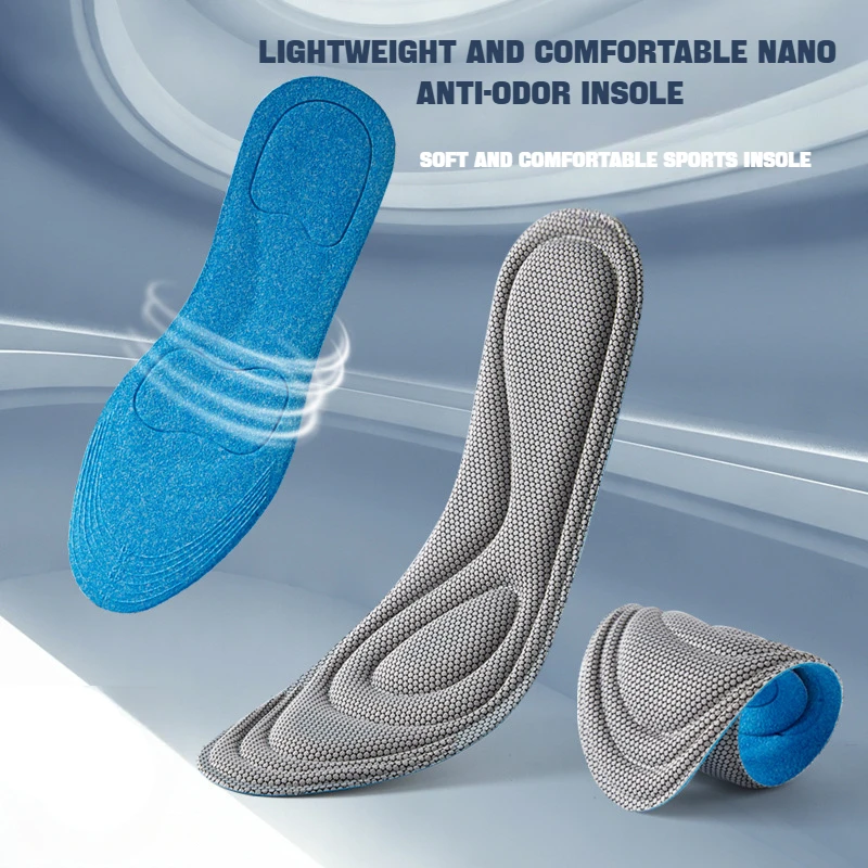 2/4/6Pcs Nano Antibacterial Massage Sports Inserts Memory Foam Shoe Insole Men Women Feet Protector Running Breathable Cushion