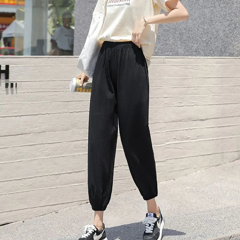 Damen Lässige Weite Bequeme Haremshose für den neuen Sommer 2026 – Elastische Taille, Strand-Leinenhose, einfarbig, vielseitig kombinierbare Laternenhose – Detail 14