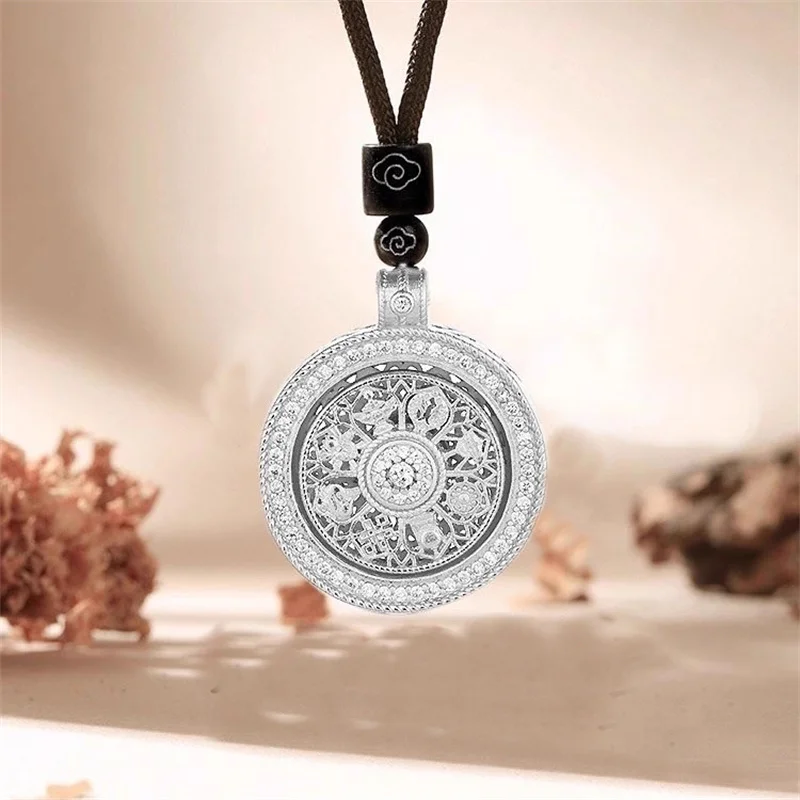 Blessing Eight Treasures Compass Men Jewelry Lucky Crystal Stone Safety Buckle Pendant Women Jewelry