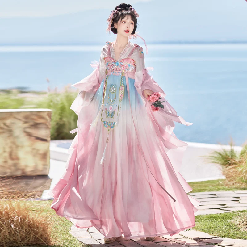 

Traditional Chinese Hanfu Dress Tang Dynasty Princess Dance Stage Costume Ancient Hanfu Folk Dress Halloween Cosplay Party