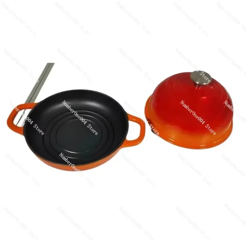 

Applicable to Enamel cast iron enamel pot 24cm baking bread European bag pot flat bottom seafood pot baking steam oven use