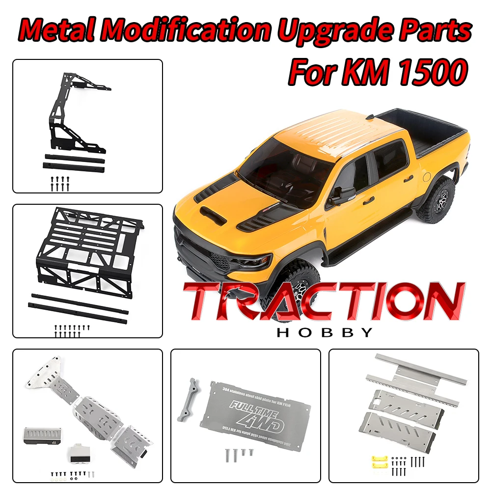 TRACTION KM 1500 OP Metal Modification Upgrade Parts Side Pedal Chassis Armor 1/8 RC Model Car Accessories