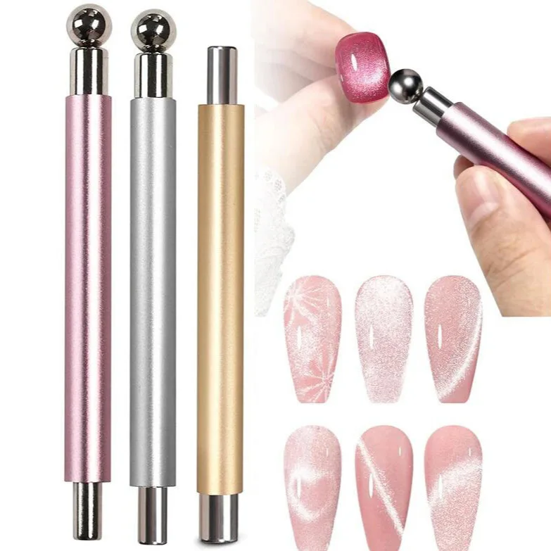 2 in 1 forte bastone magnetico magnete per occhi di gatto sfera cilindrica per nail art a doppia testa per strumenti per penna di design per manicure con smalto gel UV