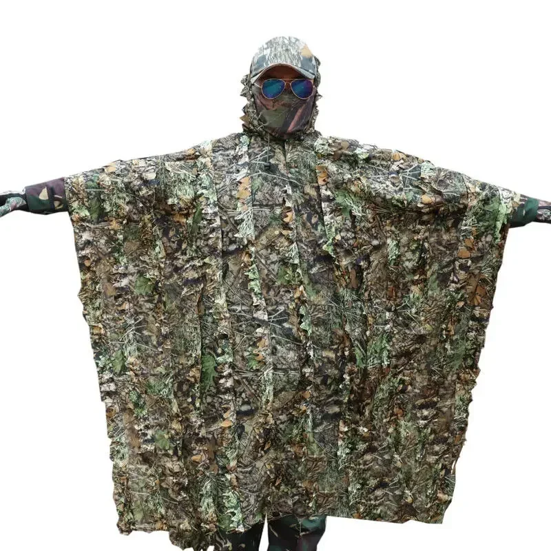 

Camo 3D Leaf Hunting Poncho Camouflage Clothing Camping Birdwatching Hunting Photography CS Woodland Outdoor Ghillie Suit Sniper
