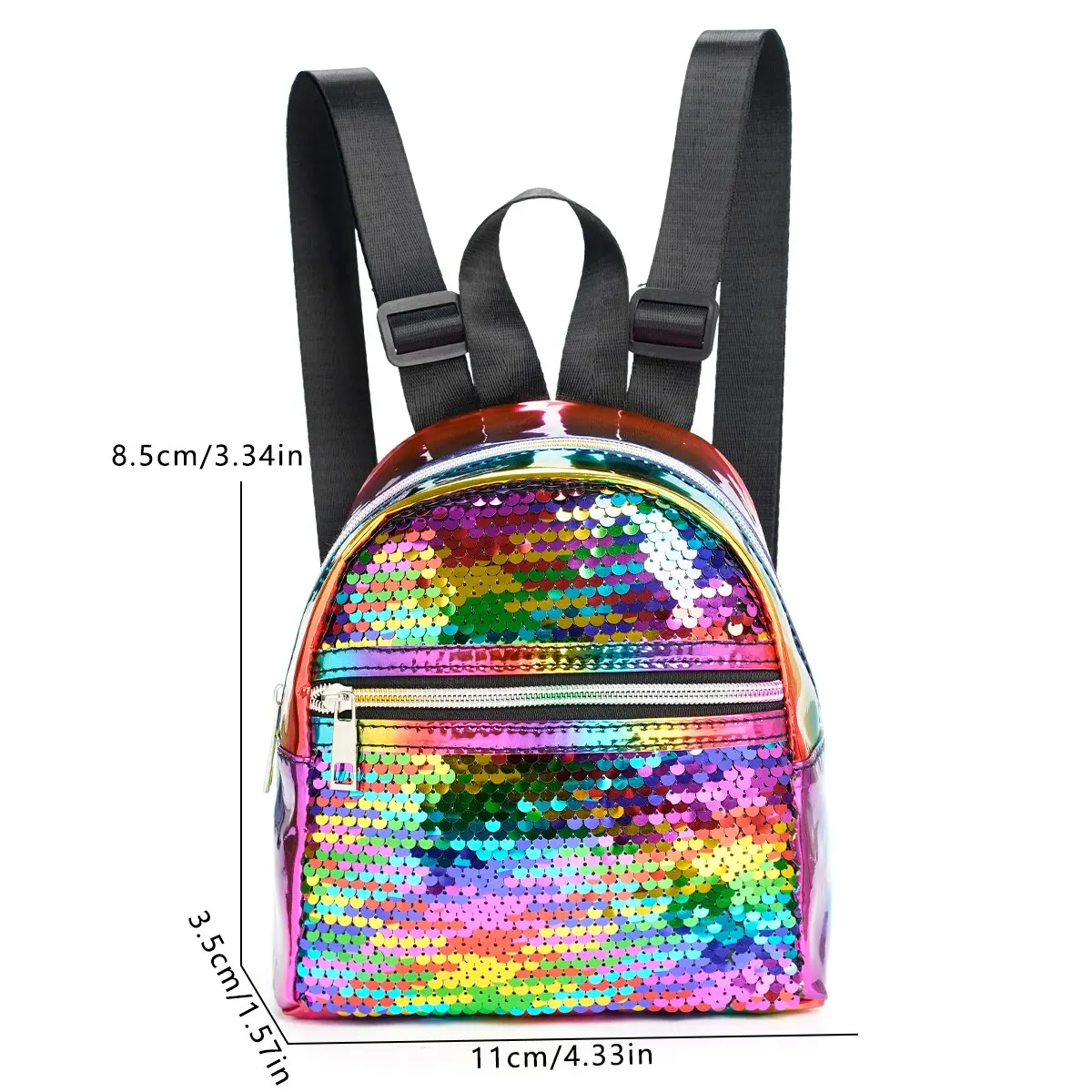 Mini Multicolored Sequin Decorated Zipper Fashion Backpack