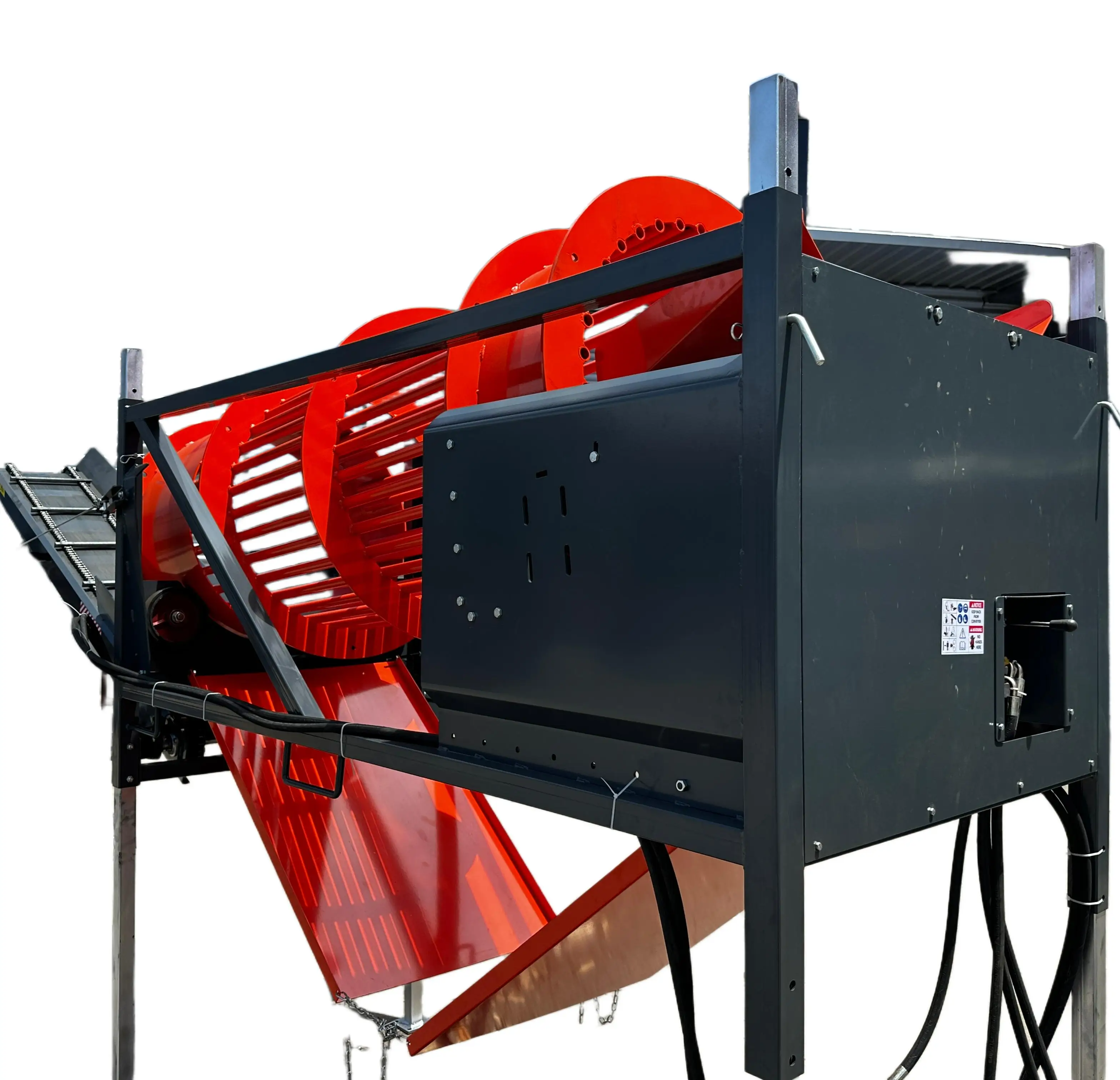 for-Rotary Drum Firewood Cleaner with Adjustable Conveyor for Firewood Processor Production Lines Auto Drum Firewood Screener