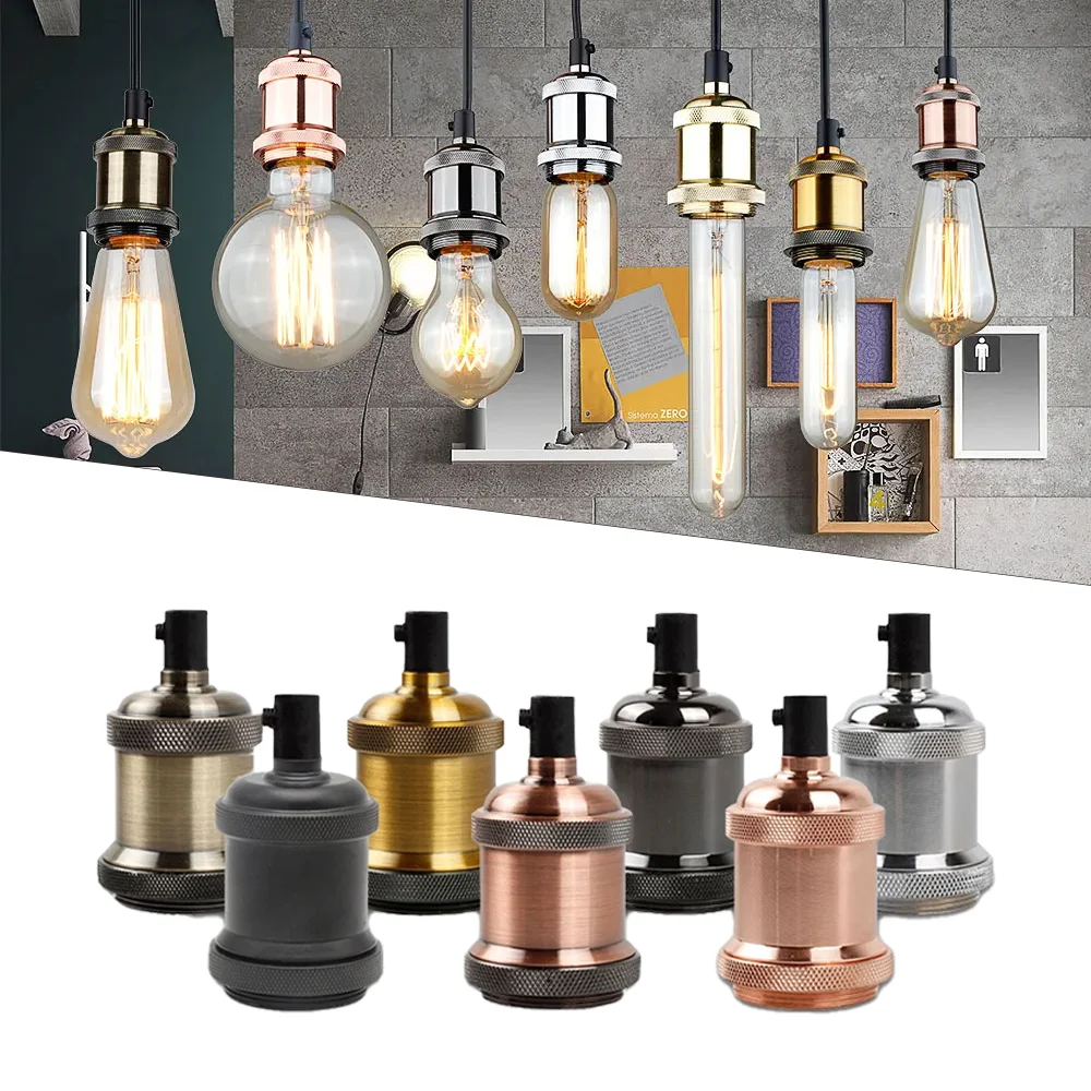 Vintage Edison Lamp Base Retro Pendant Light E27 Screw Bulb Base Industrial Fittings Lamp Holder Villages Diy Aluminum Socket