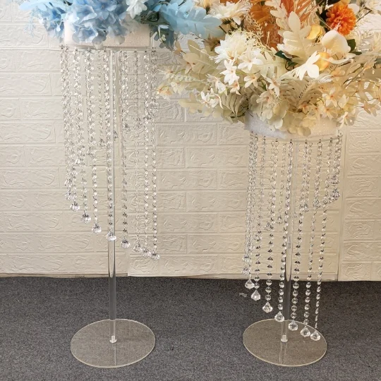 10pcs Acrylic Stage Pillar Plinth Backdrops Flower Holder Cake Dessert Floral Wedding Table Centerpieces Birthday Candle Stand