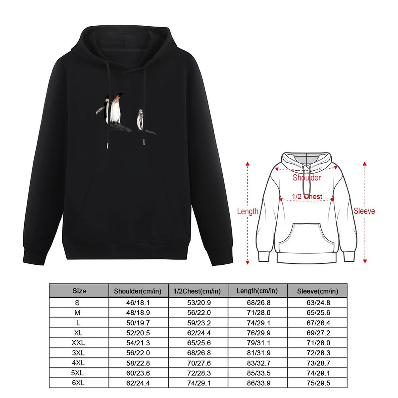 Emperor Penquin Family Pullover Hoodie เสื้อผ้าผู้ชายมีฮู้ดโอเวอร์ไซส์