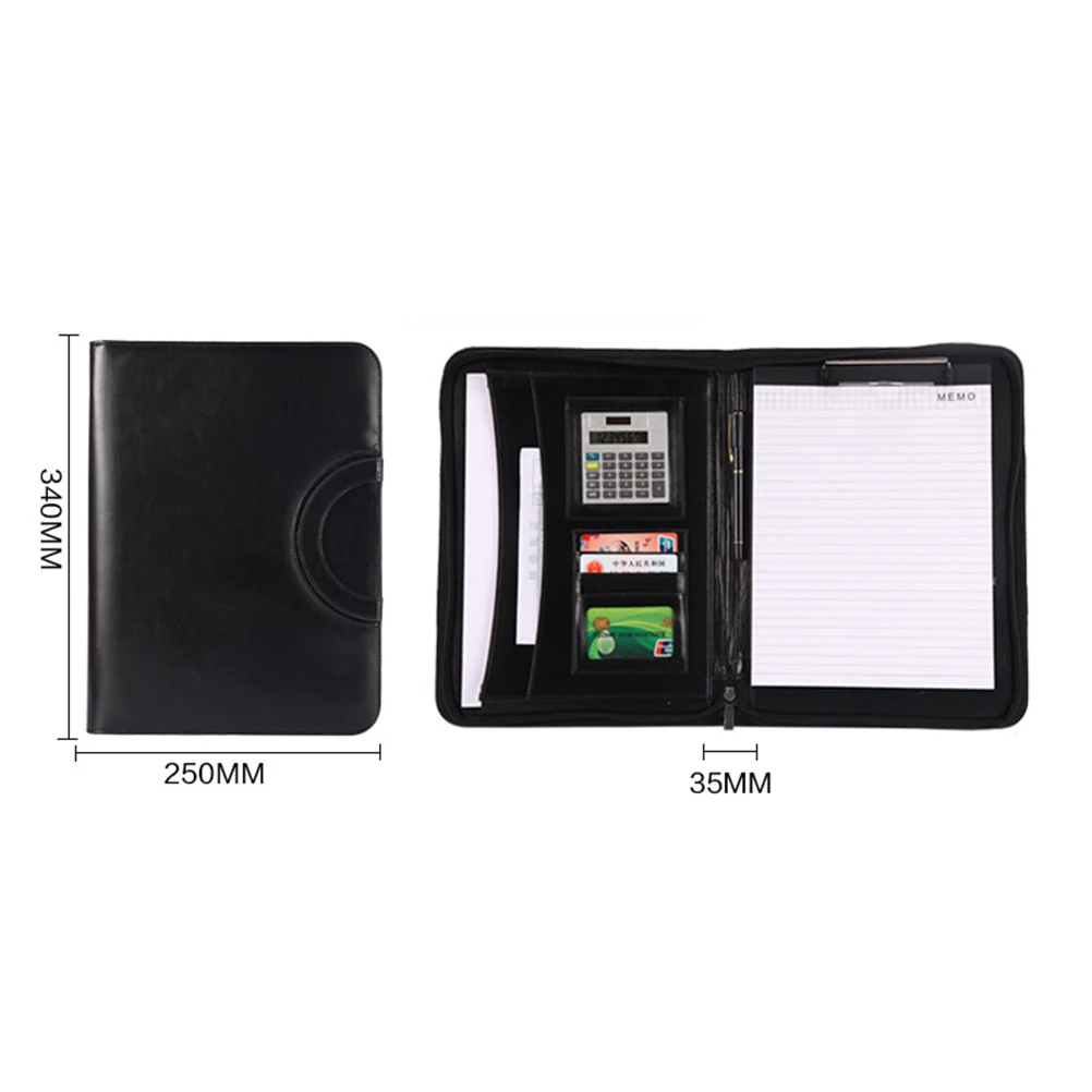 

Портативный деловой офисный портфель формата А4, многофункциональный органайзер для документов с застежкой-молнией и слотами для ручек-калькулятора