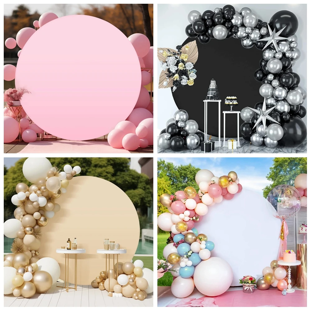 White Round Backdrop Cover Pink Solid Color Circle Photography Background Baby Shower Birthday Party Wedding Adult Decor Props