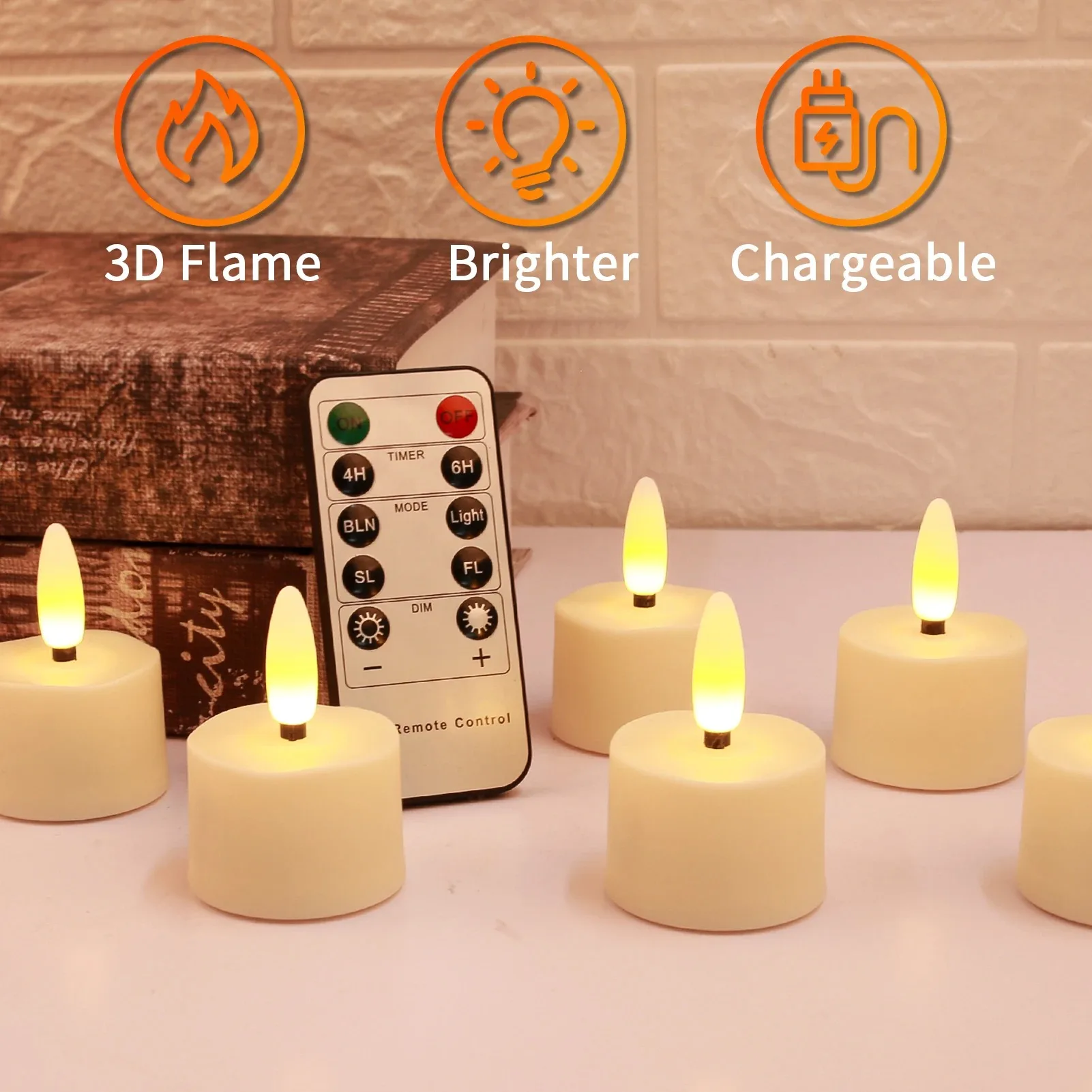 6/12/18/24pcs LED Tea Light Candles Rechargeable Flameless Candles Home Decor Flickering Electronic Candle Lamp for Home Gift