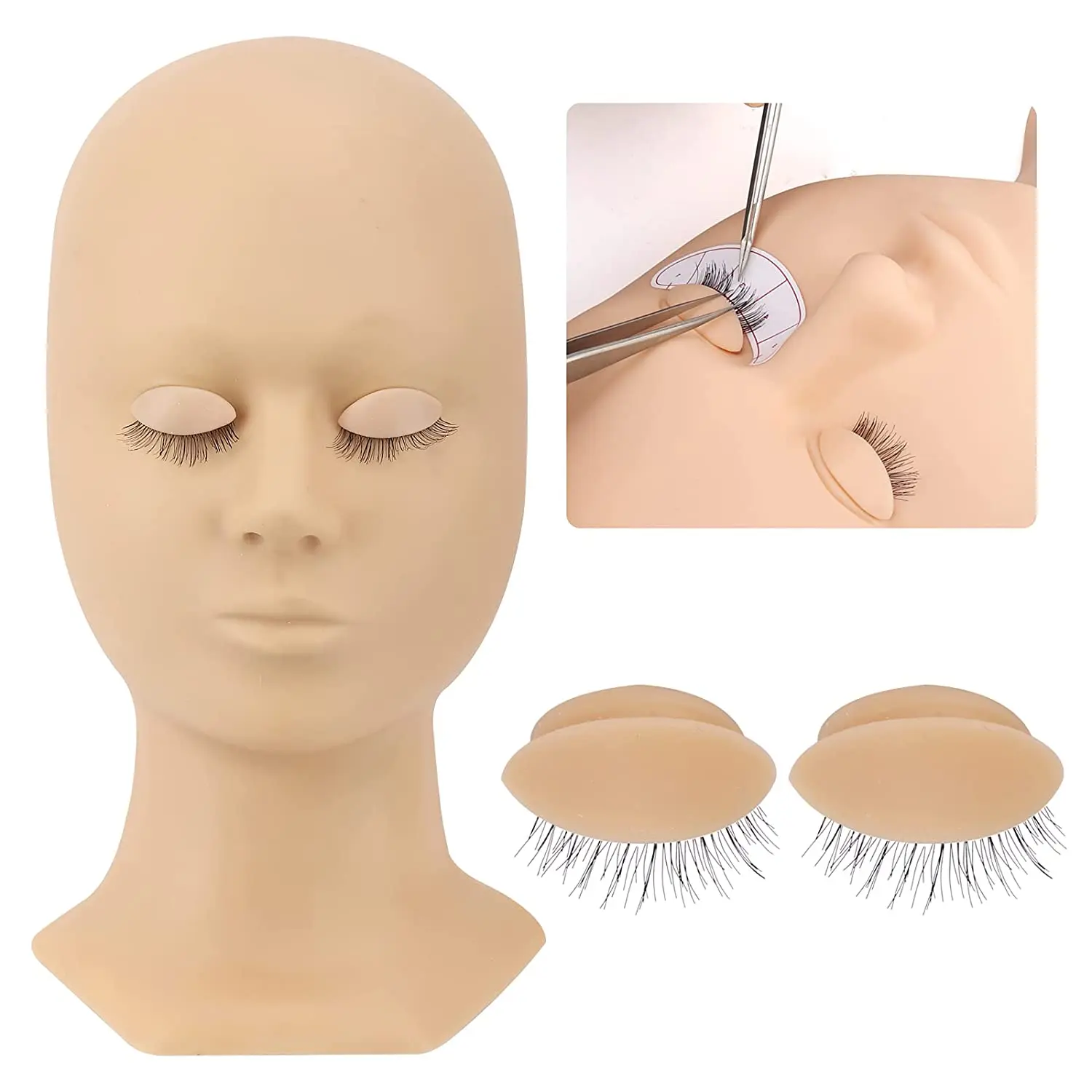 Tête de Mannequin de Remplacement pour les Yeux, pour Paupière Parfaite avec Extension de Cils, pour Entraînement