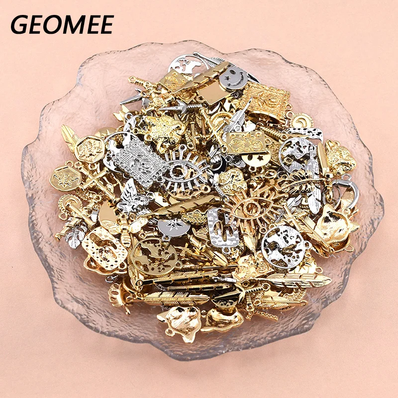 100/300/500pcs Bulk Wholesale Metal Alloy Charms Lots Shape Star Moon Animal Pendants For Bracelet Earring Diy Jewelry Make