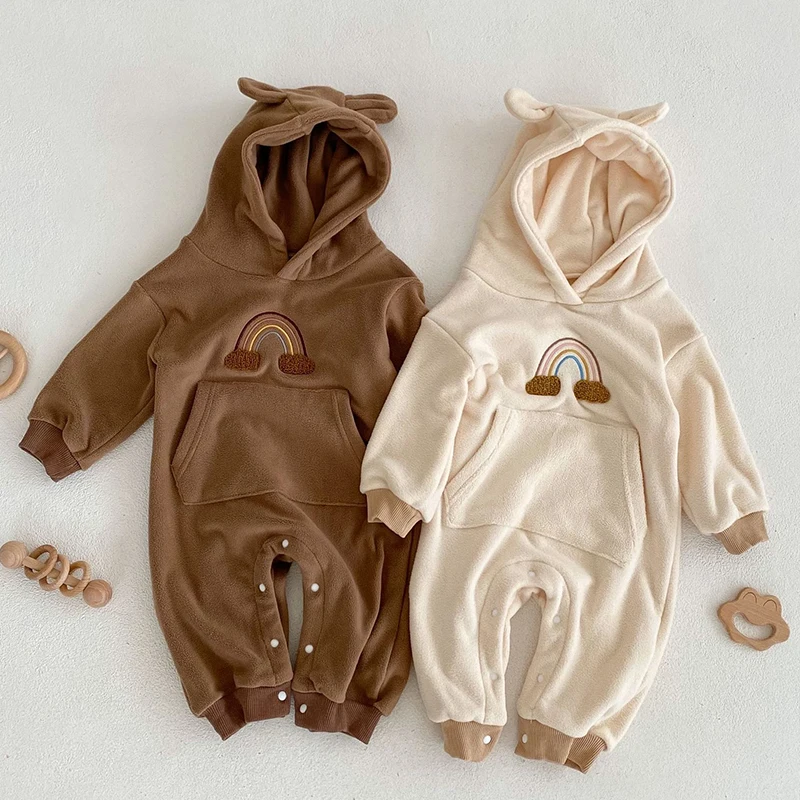 

Infant Kids Baby Girls Boys Long Sleeve Hooded Embroider Jumpsuit Baby Girls Clothes Newborn Baby Boys Girls Rompers