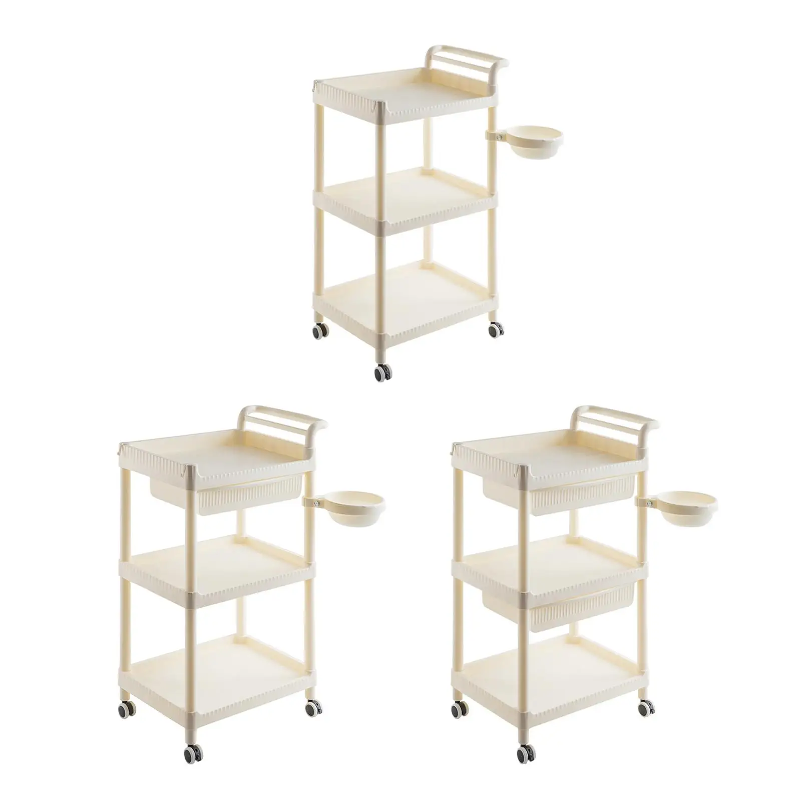 3 Tier Rolling Cart Cart with Caster Wheels Mobile Shelf Rolling Cart for Kids Room Home Dressing Room Apartment Kitchen