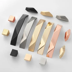 LCH Morden Style New Design Matte Piano Black Rose Gold Solid Zinc Alloy Geometric Design Modern style Cabinet Handle Door Pull