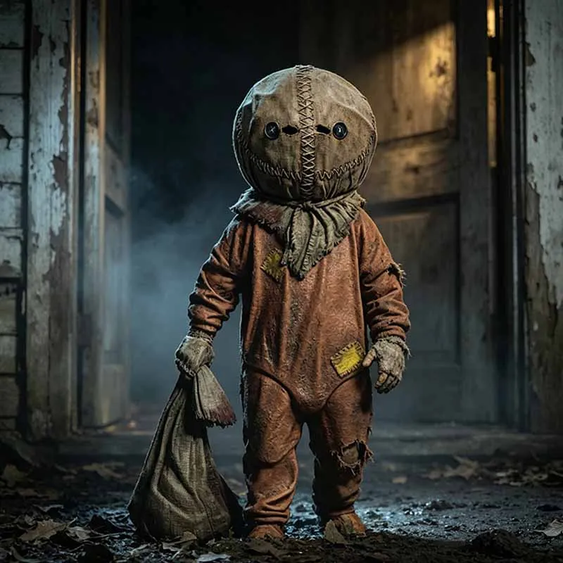 Máscara de Látex de Cabeza Completa de Espantapájaros de Halloween, Terrorífica, No Dá Dulces, Solo Travestiduras, Disfraz de Cosplay para Adultos, Accesorios para Fiestas y Casas Encantadas