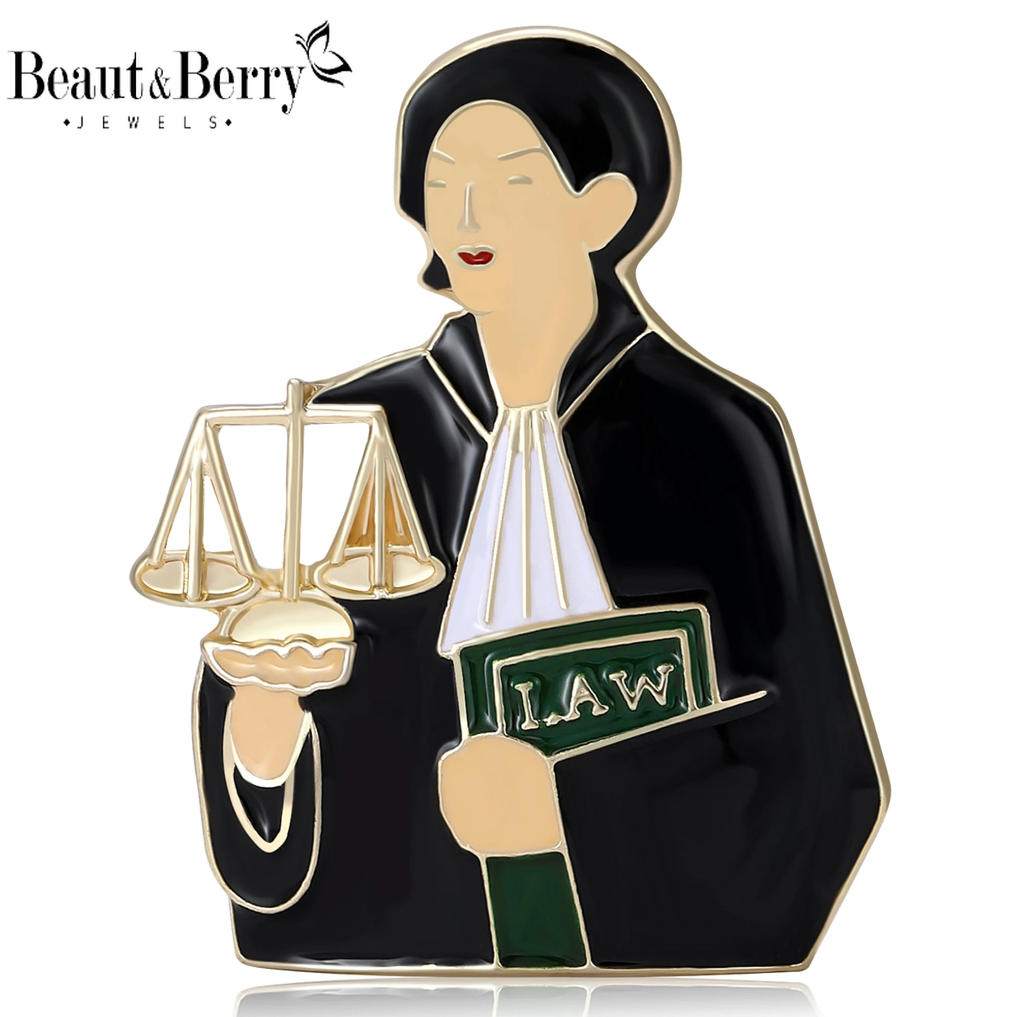 Beaut&Berry Creative Enamel Cartoon Lawyer Brooches for Women Unisex Character Pins Casual Party Accessories New Gifts Friends
