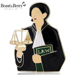 Beaut&Berry Creative Enamel Cartoon Lawyer Brooches for Women Unisex Character Pins Casual Party Accessories New Gifts Friends
