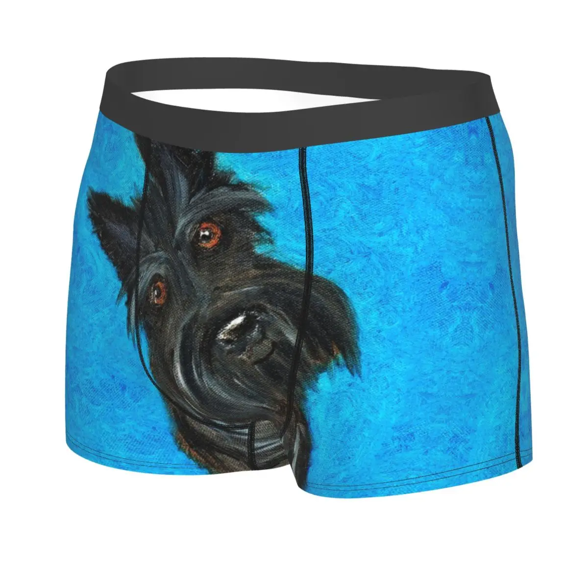 Custom Fashion Happy Scottie Dog Boxers Shorts Panties Men's Underpants Breathable Scottish Terrier Briefs Underwear