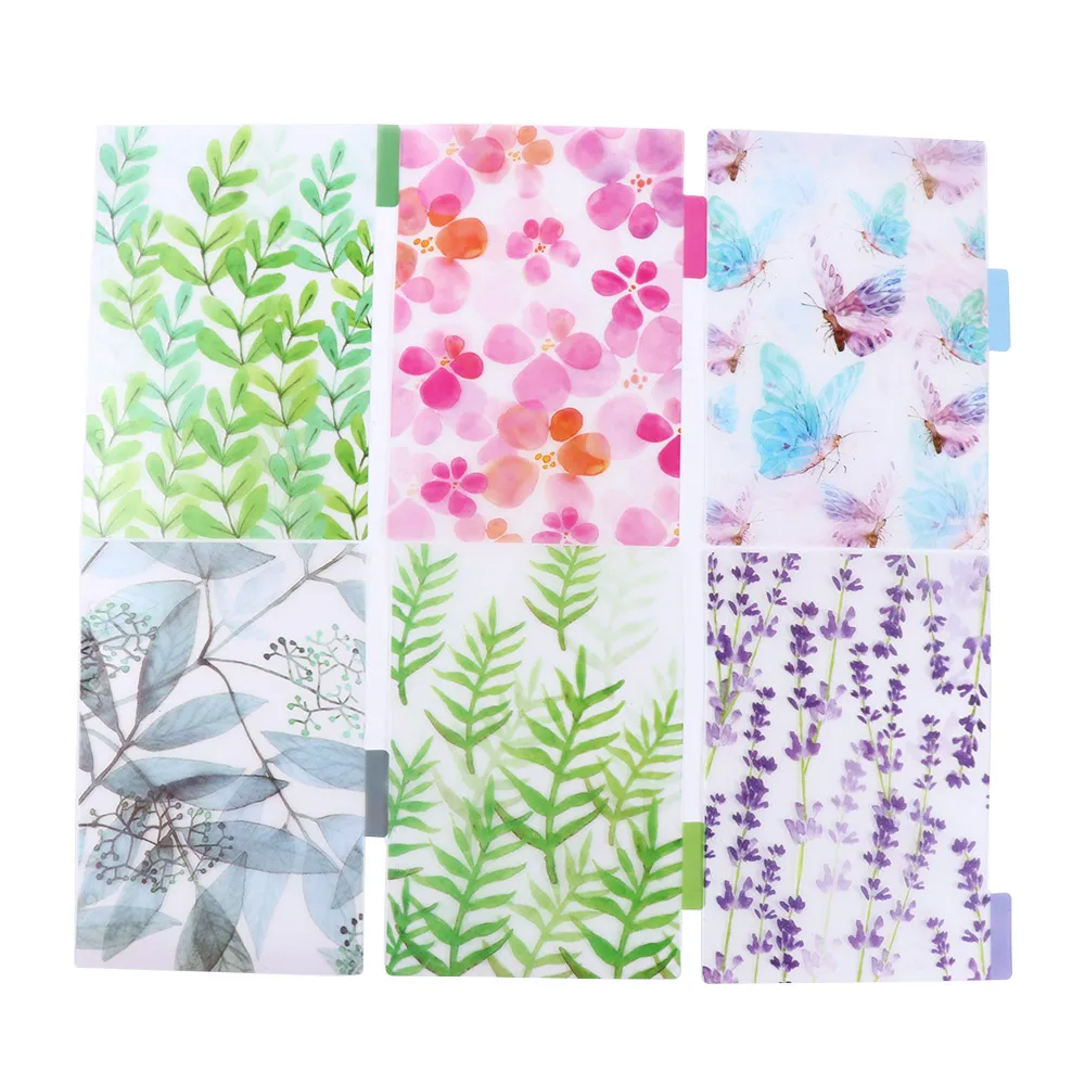 6pcs/set DIY Accessory A5 A6 Diary Notepads Spiral Notebook Inner Page Separator Page Loose Leaf Binder Index Dividers