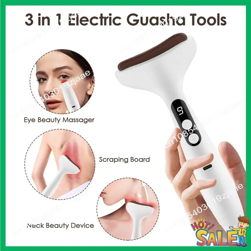 New Arrival Electric Gua Sha Facial Massager 9-Level Heat Shock And Bian Stone Tool For Puffiness Relief (Face/Neck/Eyes)