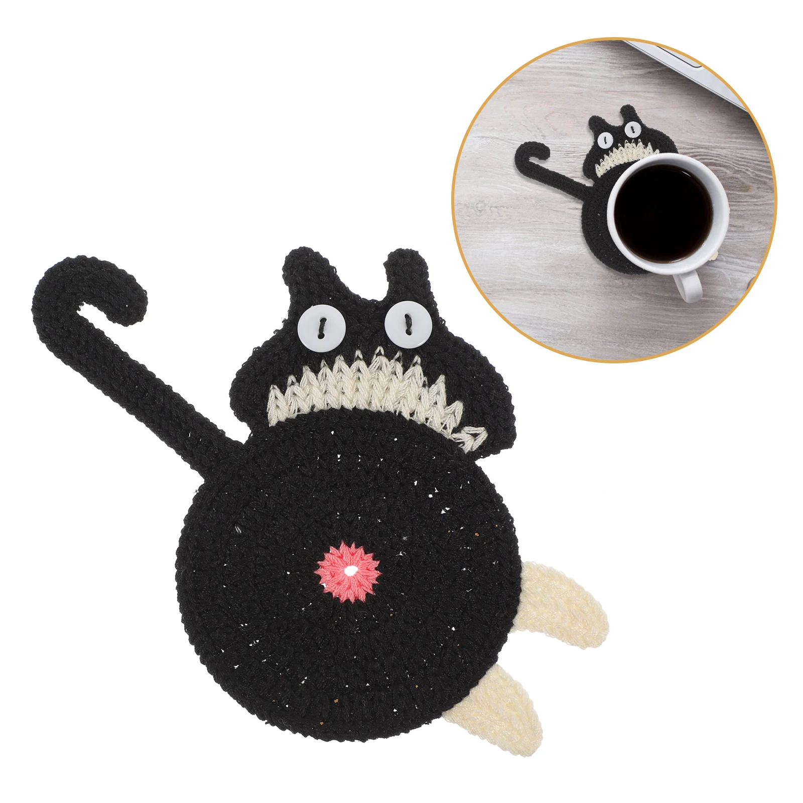 

Cute Cat Shape Coaster Kawaii Coasters Non-Skid Heat-Insulated Cup Mat Household Decorative Drink Coasters Reusable