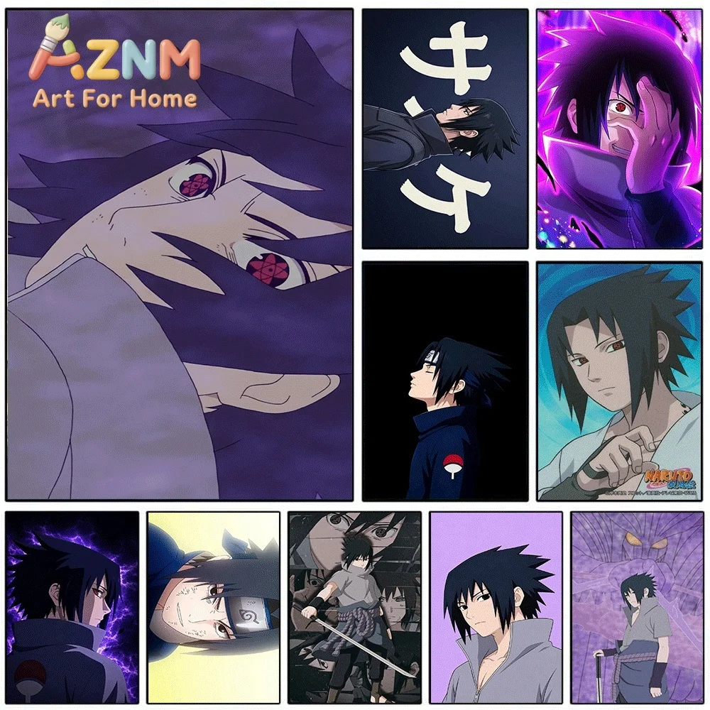 Cuadro decorativo de Naruto para pared, con motivos de Uchiha Sasuke y el Sharingan Mangekyou, sin marco, ideal para dormitorios, salones y decoración del hogar.