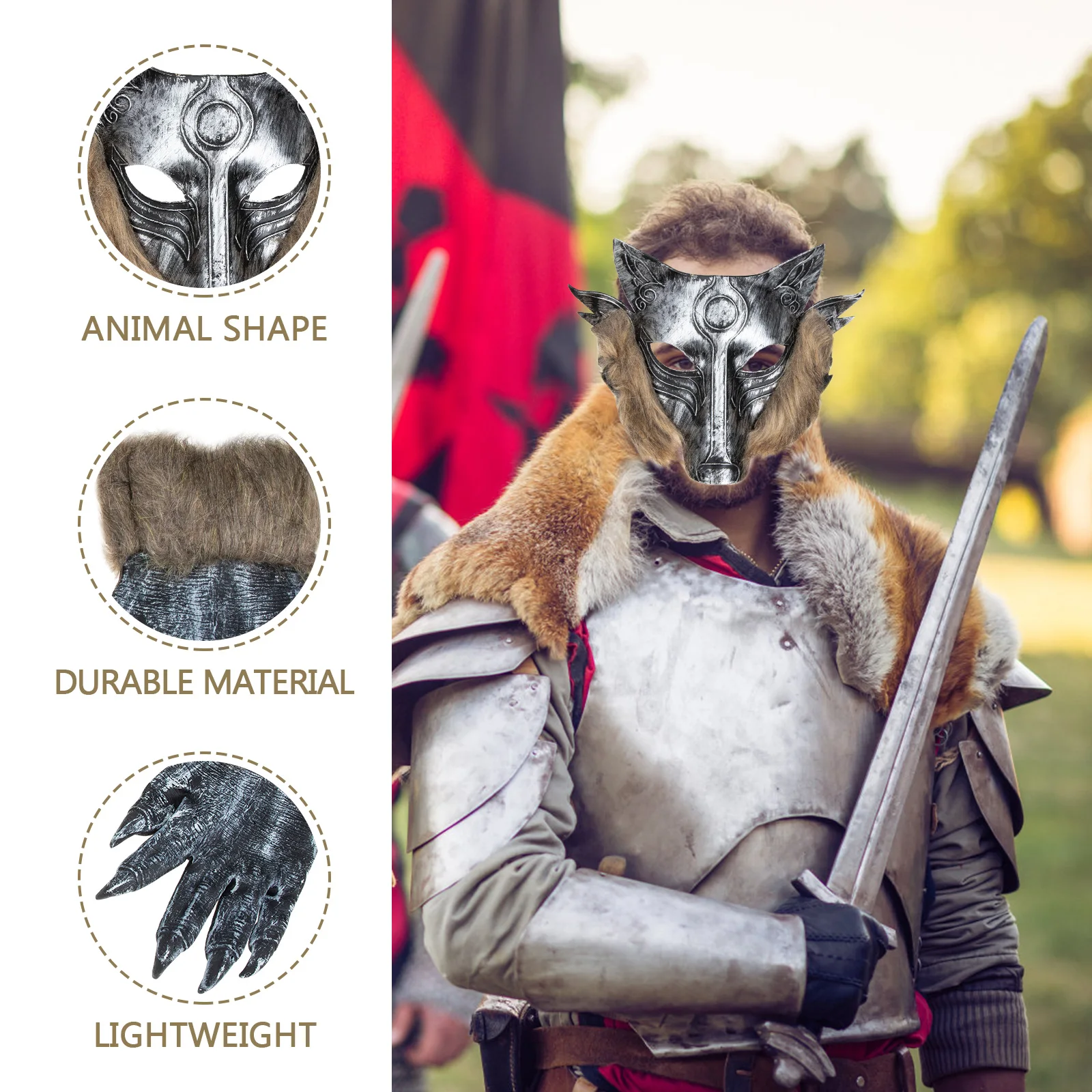 

Wolf Mask Head Cover Appealing Unique Shine Cosplay Scary Animal Halloween Horror Plastic Masquerade