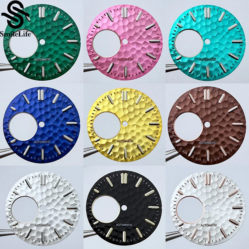 SmileLife 28,5 mm verde luminoso textura de panal reloj esfera manecillas conjunto caras para movimiento NH38
