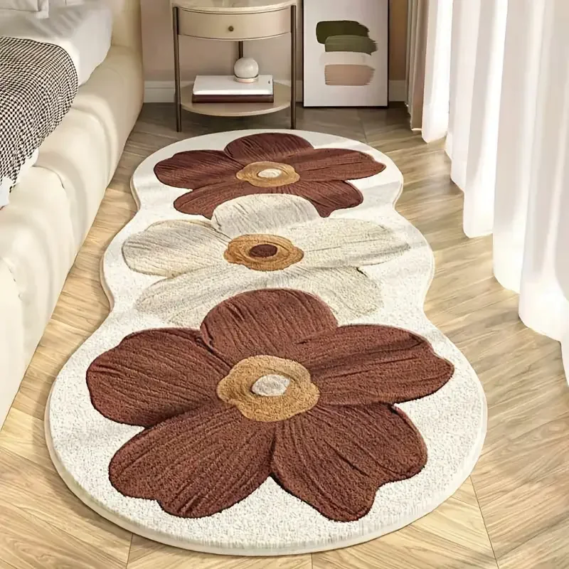 Langer, imitiert kashmirartiger Schlafzimmer-Plüschteppich, schlicht bedruckte Bettvorleger-Matte, Erkerfenster-Matte – Detail 5